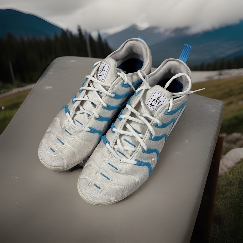 Nike Air VaporMax Plus White /Blue 924453-104 Men's Size 10.5 Air Bubbles Great!